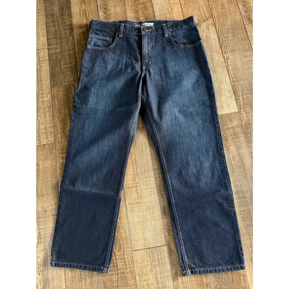 Men's Carhartt Relaxed Fit 5 Pocket Jeans Sz. 36 x 30 Regular NWT Dark Blue